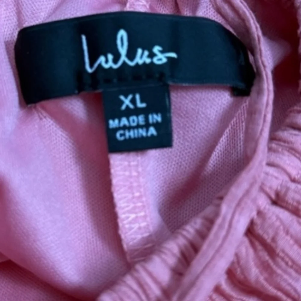 LULUS Effortless Sweetness Rusty Rose Ruched Lace-Up Tiered Midi Dress Sz XL - Picture 12 of 14